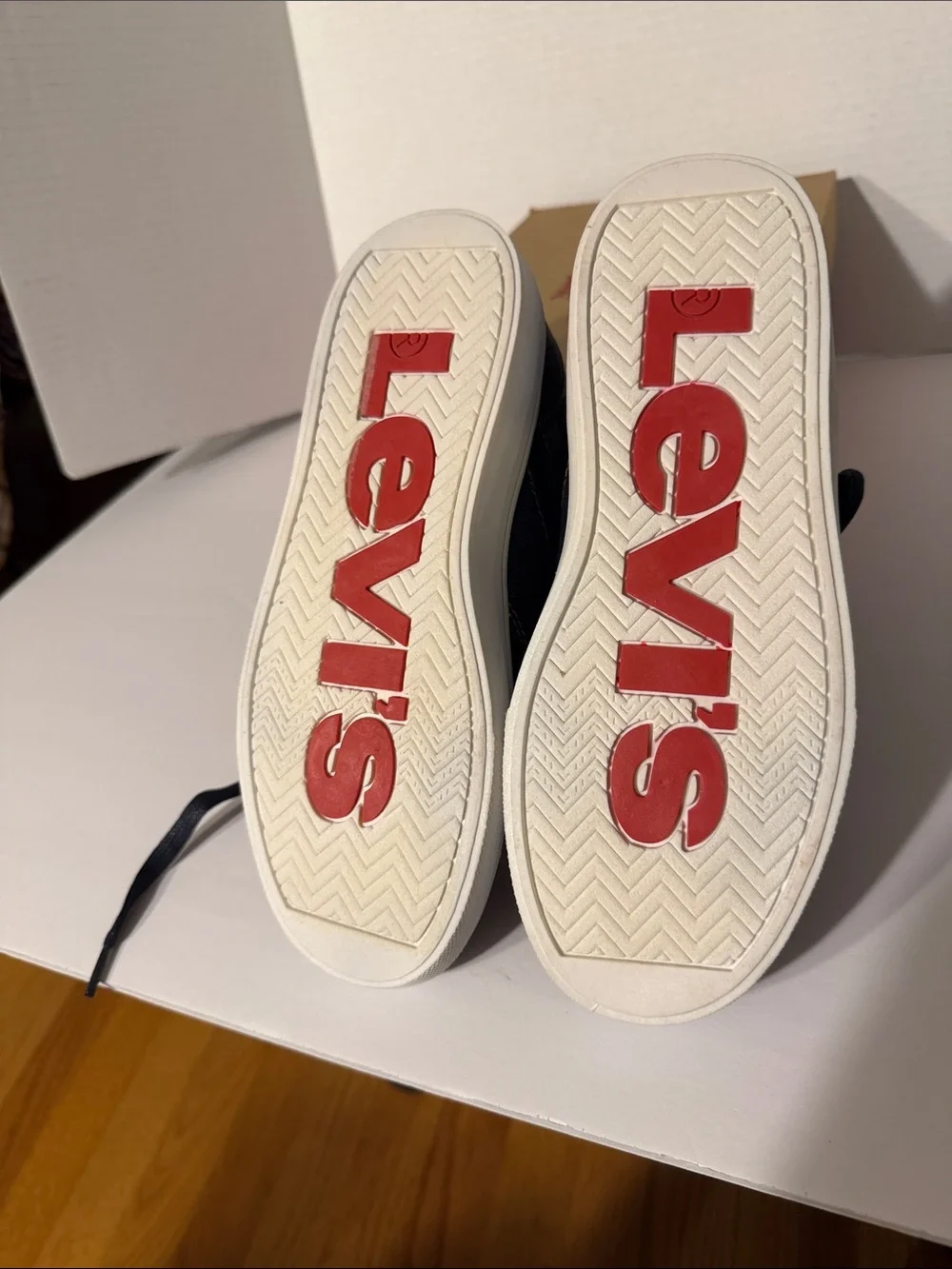 Levi's Boys Navy and White Velcro Lace-Up Sneakers